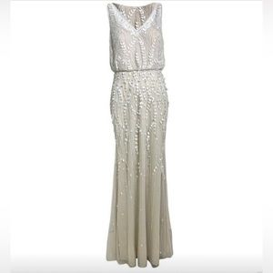 Gorgeous Adrianna Papell Ivory Sequined Maxi Evening Dress/Gown
